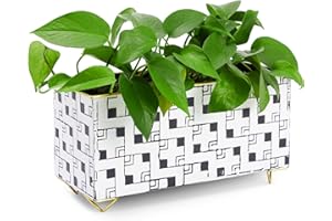 Farmlyn Creek Decorative Rectangular Window Planter Box for Herbs and Succulents, Home Decor, Kitchen, Bathroom, Metal Flower Pot for Tabletop, Balconies, Railing (12.5x5.5x7 in)