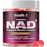 duwhot NAD Supplement Gummies Sugar Free, Liposomal B3 Nicotinamide Riboside Resveratrol 900 MG for Women & Men, NAD+ Supplement with Quercetin & Grape Seed Extract, Brain Support, Antioxidant, 60ct