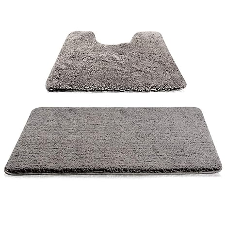 New Power Badematte Waschmaschinenfest Badezimmerteppiche für Dusche Wasserabsorbierend Weich aus Mikrofasern-Grau,50 x 80cm/