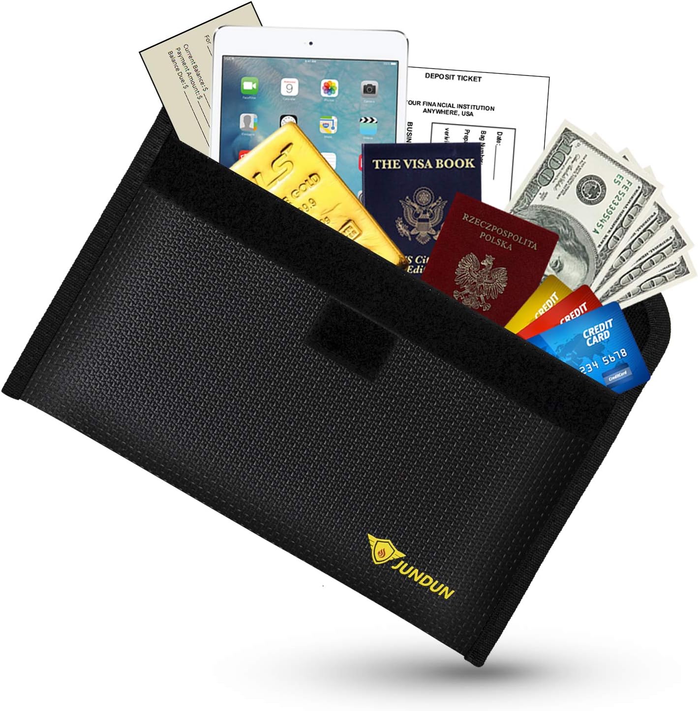 Noiposi Fireproof Money Bag,10.2”x 6.7”Waterproof and Fireproof Document Bag,Fireproof Safe Storage Pouch with Zipper for Document,Money and Cash