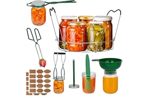 Tisovixo Canning Kits, Canning Supplies Boxed Set, Stainless Steel Set, Jar Lifter, Folding Rack, Tongs, Complete Multifuncti