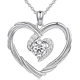 G&GEMSJEW 18K Gold Heart Birthstone Necklaces for Women, S925 Sterling Silver Jewelry Birthday Gifts for Women Wife Girlfriend Mom, Anniversary Christmas Valentines Gifts