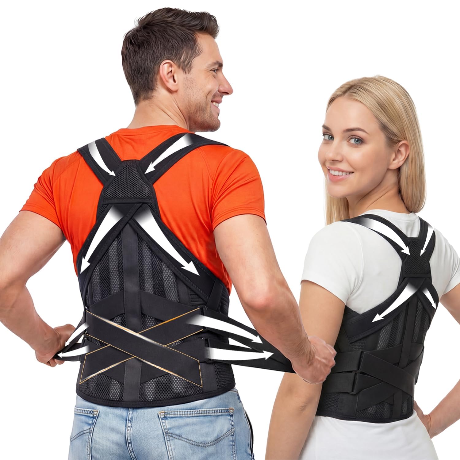 Photo 1 of Posture Corrector for Women & Men, Back Brace Advanced Full Back Support for Upper & Lower Back Pain Relief, Spine, Neck, and Hump, X-Style Medical-Grade Lumbar Support System with Adjustable Shoulder Straightener and Breathable Design for Long Sitting an