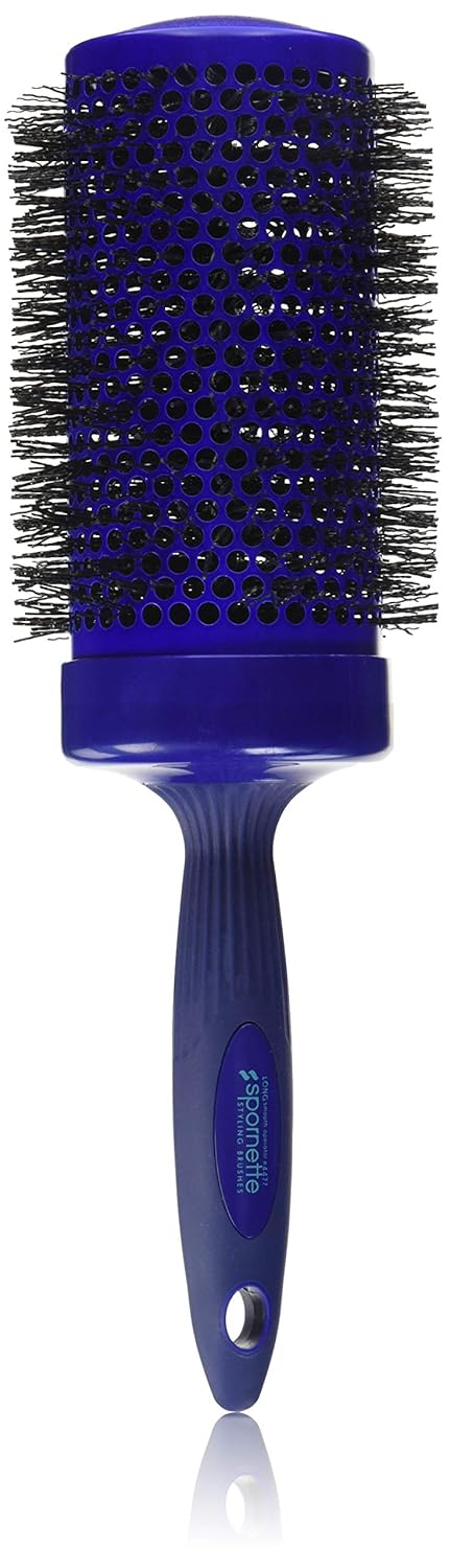 Spornette 3 1/2 Inch Long Smooth Operator Round Brush with Crimped Tourmaline Ionic Bristles & Capless Extended Ceramic Barrel #4477 for Blow Drying, Styling, Waving & Curling Long Hair