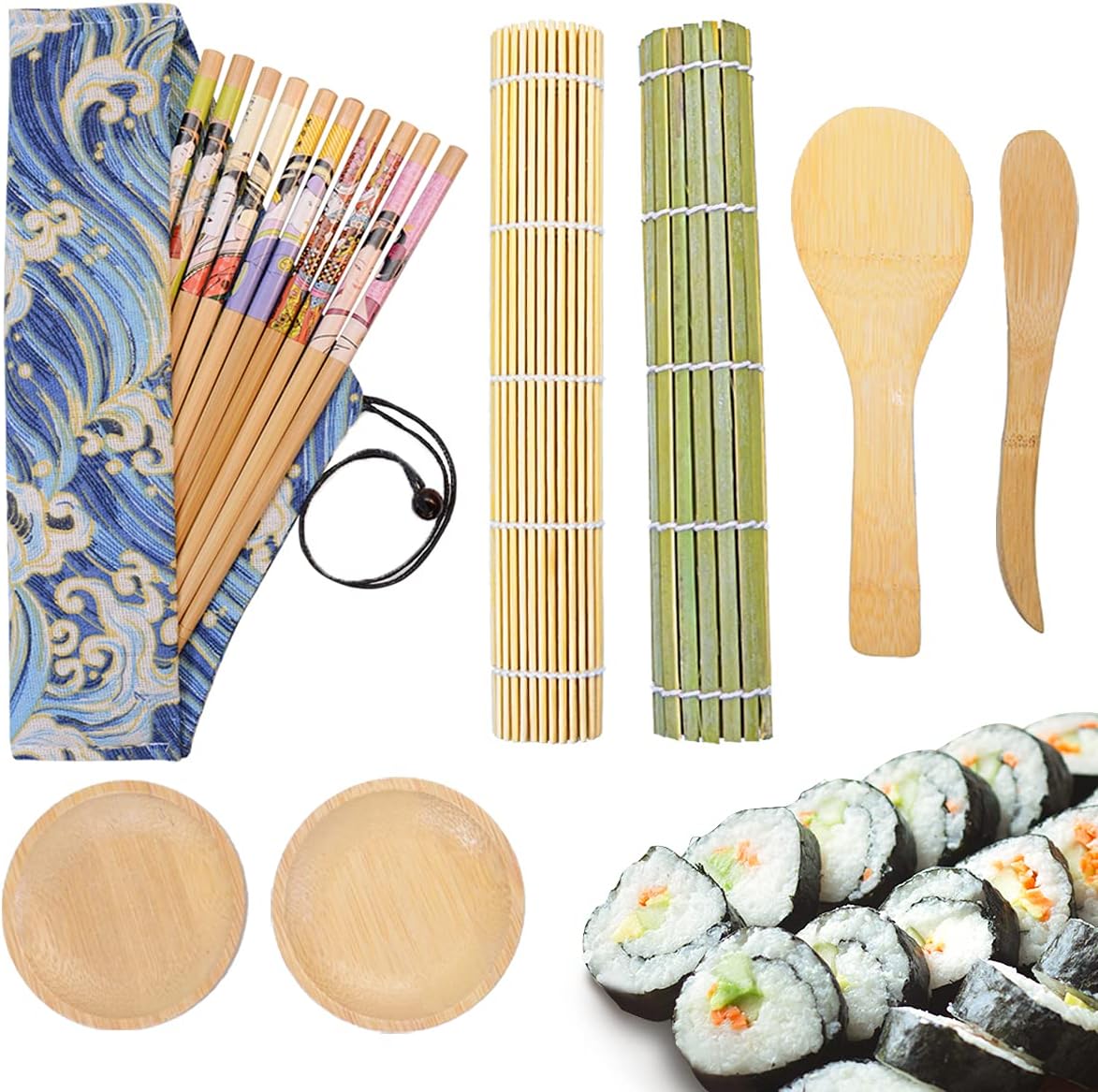 Sushi Making kit, 12pcs Beginner Sushi Making kit, Bamboo Sushi Set