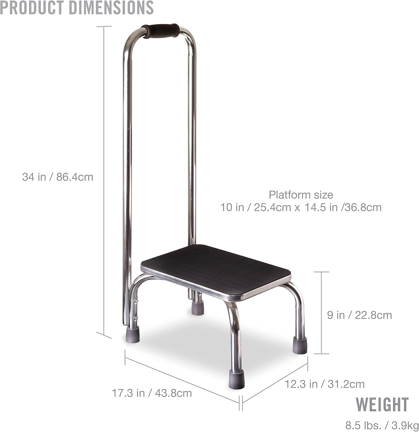 DMI Step Stool with Handle for Adults and Seniors Made of Heavy Duty Metal, Holds up to 300 Pounds with 9.5 Inch Step Up: Health & Personal Care