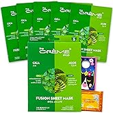 The Crème Shop Face Mask 5 Pack - Bundle with 5 Fusion Sheet Masks Made in Korea with Cica & Aloe for Soothing and Brightening | The Creme Shop Skin Care
