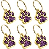 PATIKIL Animal Dog Cat Paw Print Pendants, 6 Pcs Crystal Footprint Dog Cat Paw Prints Pendant for DIY Necklace Bracelet Enamel Jewelry Making, Purple