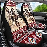 LedBack Native Tribal Horse Navajo Print Front Seat Covers for Cars,Universal 2pc Vehicle Seat Protector,Horse Auto Interior Accessories