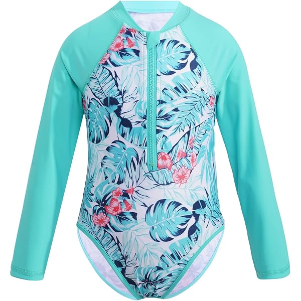 HADST Baby Toddler Girls Swimsuit - UPF 50 Sun Protection Long Sleeve Zipper Rash Guard One Piece Swimwear 9 Months 5 Years