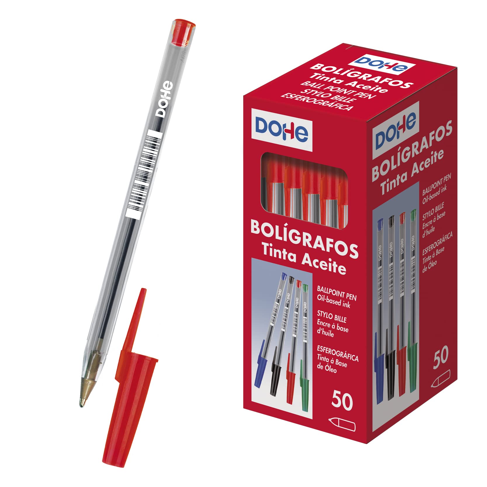 MTL Dohe – Box of Pens with Hood – 1 mm – 50 Units – Red