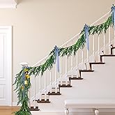 Jutom 2 Pcs 18 Feet Christmas Norfolk Pine Garland Realistic Artificial Faux Greenery Cedar Garland for Mantle Holiday Indoor Outdoor Fireplace Winter Christmas Decorations