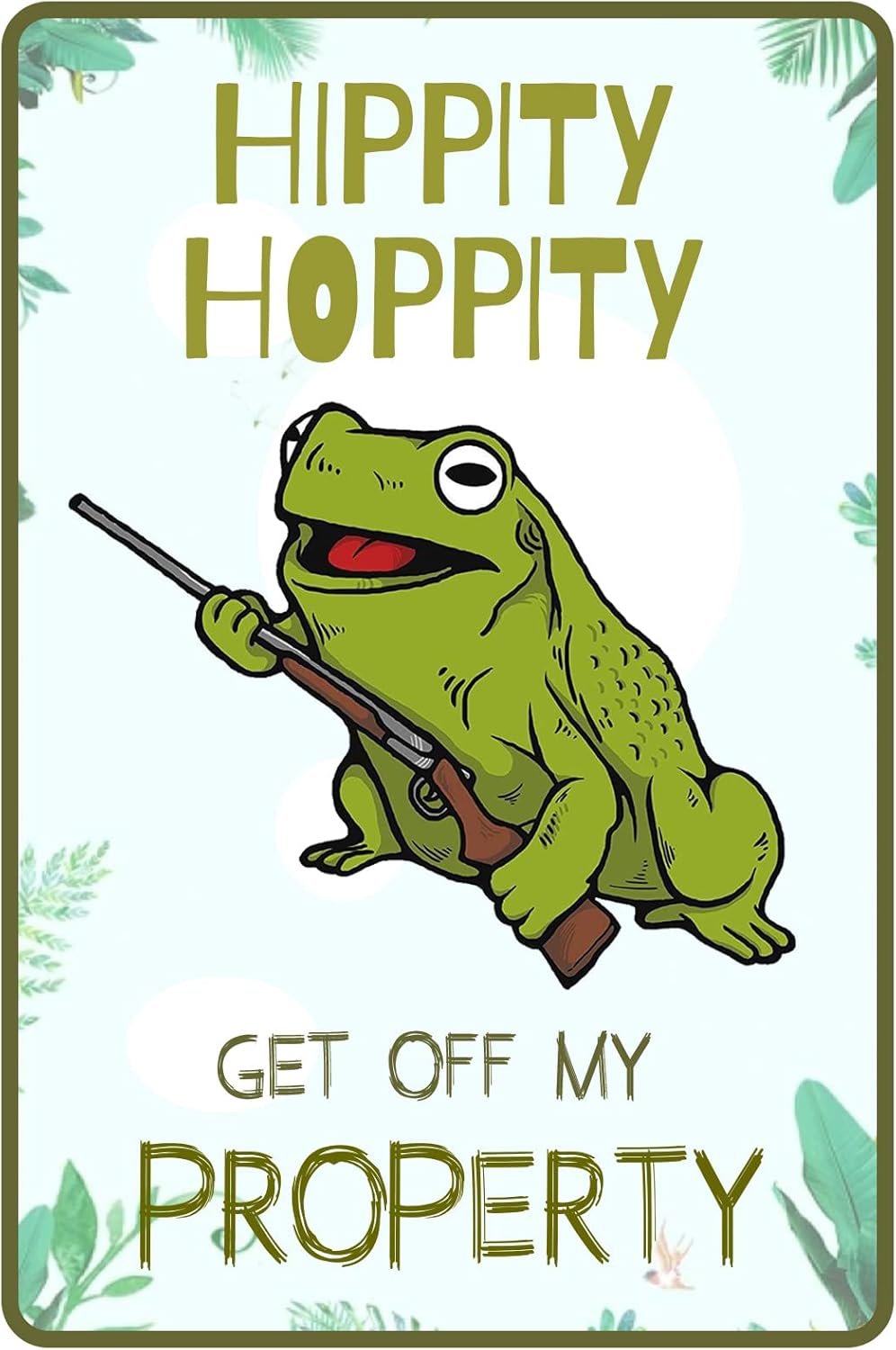 Yard Signs - Bestylez Funny Metal Sign Door Sign Frog Decor For Bedroom, Bar, Garage, Yard - Hippity Hoppity Get Off My Property Frog Gift 12 x 8 Inch (005)