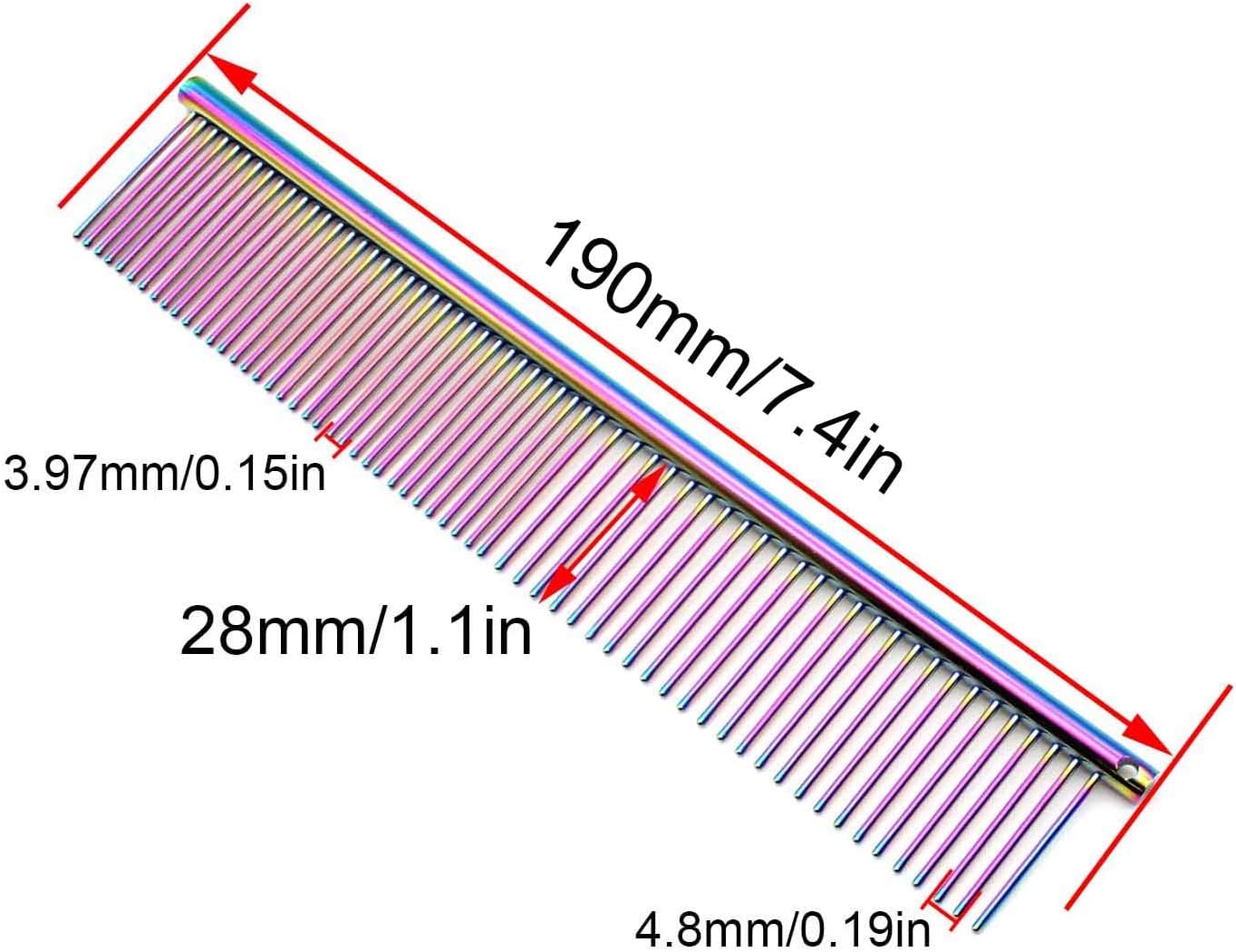 S-H ARTISAN-SH Pet Stainless Steel Comb Cat and Dog Grooming Comb, With Round Teeth Can Clean Hair and Prevent Knotting, Suitable for All Kinds of Pets, Wide Teeth and Tight Teeth Dog Combs (7.4 in) - Image 3