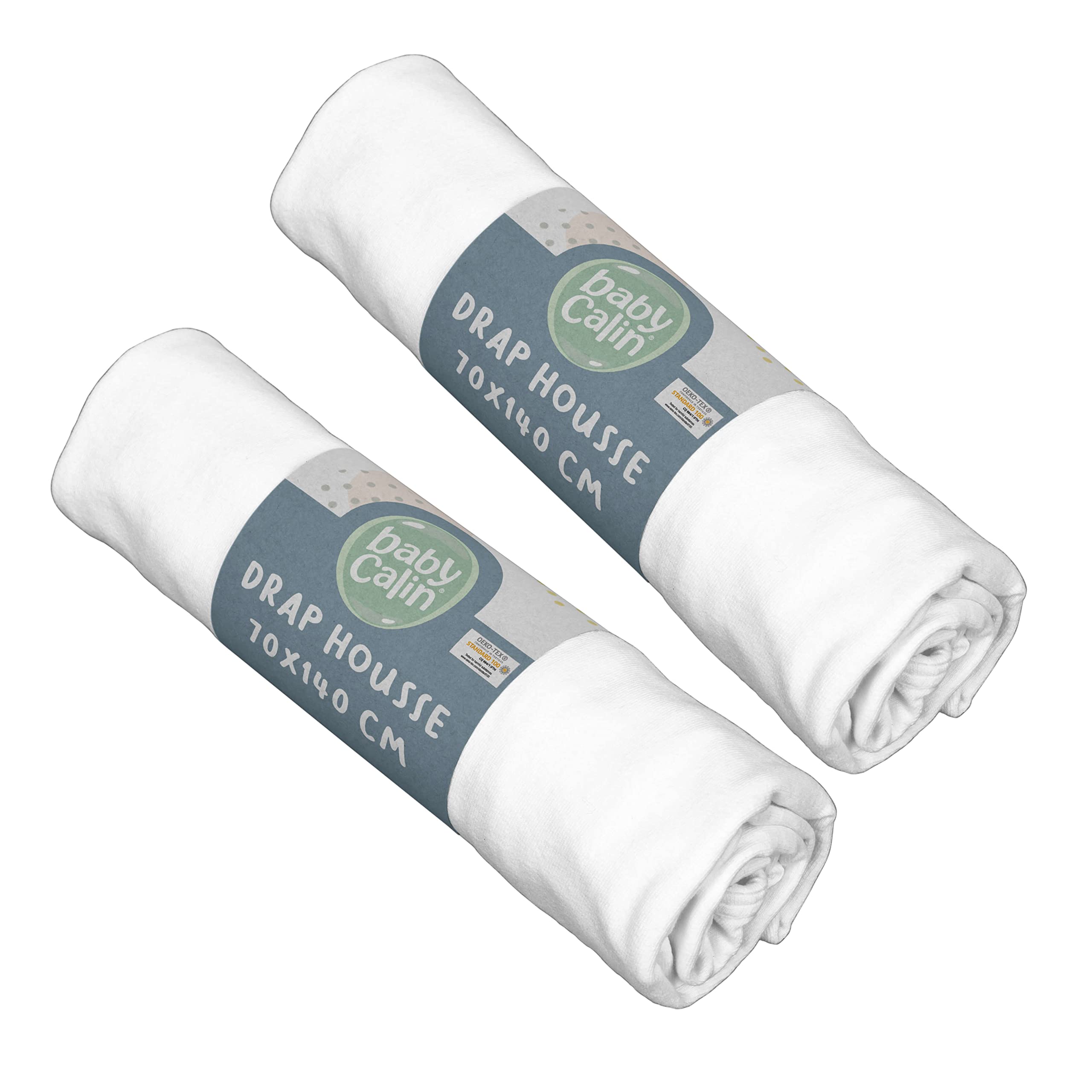BabyCalin - Set of 2 fitted sheets 70x140x17cm White/White OEKO-TEX certified