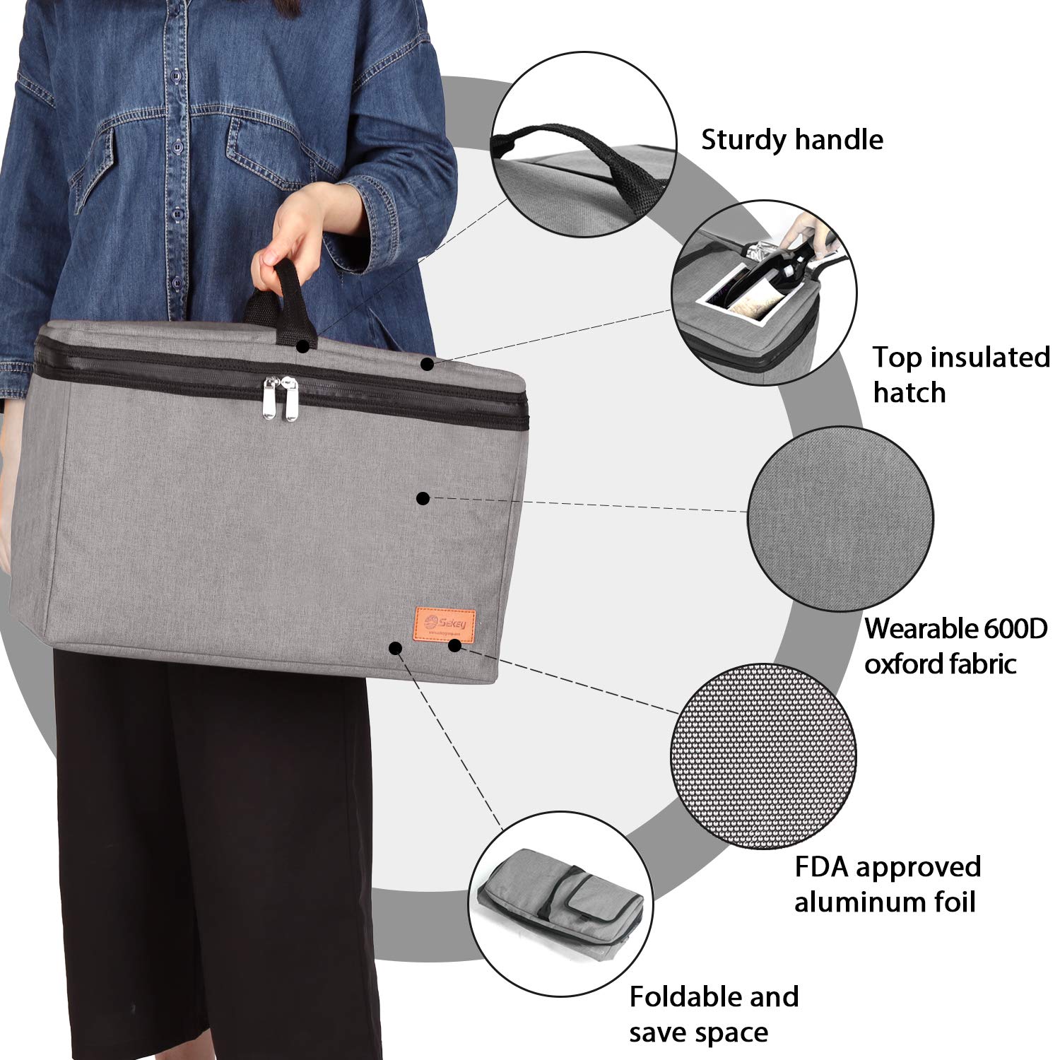 Sekey Bolsa Térmica 24L, Bolsa Nevera portátil, Bolsa de Picnic ...