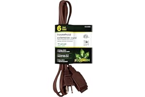 POWER BY GOGREEN Go Green Power Inc. 16/2 6ft Household Extension Cord with 3 Outlets, Brown - Discreet, Kink-Free, Child Safety Covers for Extra Protection - Perfect for Daily Use - GG-24806