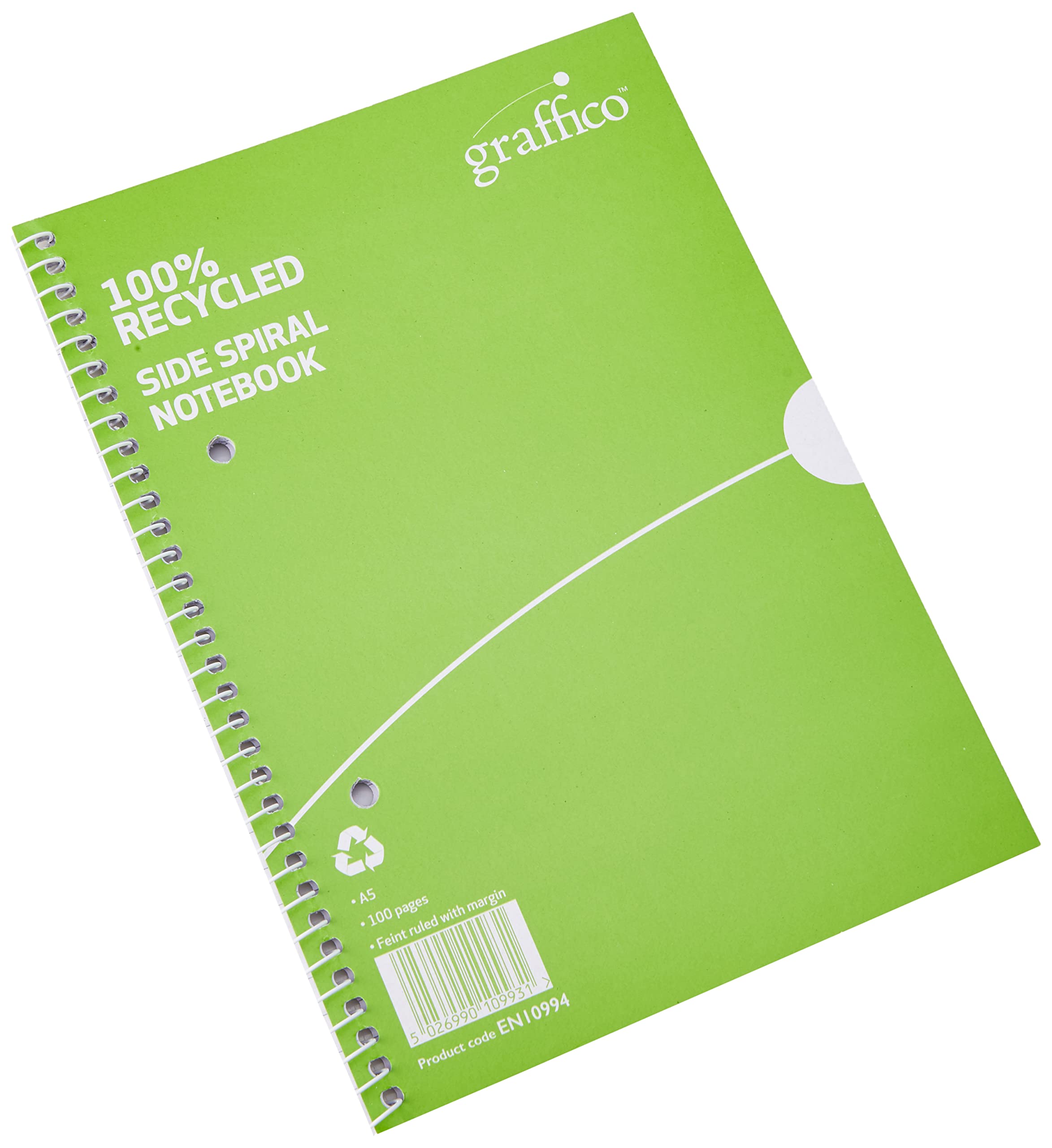 Graffico Recycled Spiral Bound Notebook 100 Pages A5 (Pack of 10)