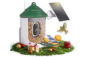 Loatos Bird Feeder with Camera AI Identify 2K Live Video Smart Bird Feeder with Camera, 2.4GHZ WiFi Solar Birds House Cameras, Motion Detection Instant Arrival Alerts, Ideal Present for Birds Lovers