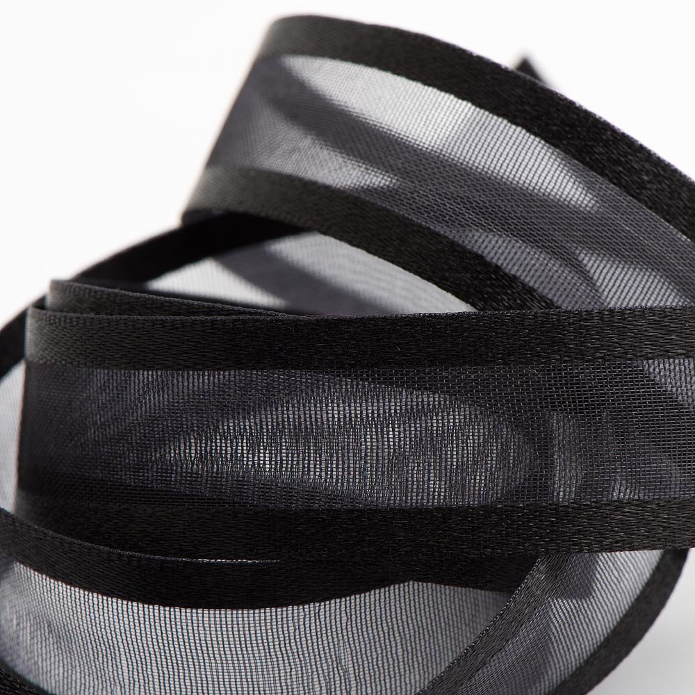 Italian Options - Satin Edge Organza Ribbon - 25mm x 25M - Black — image 1