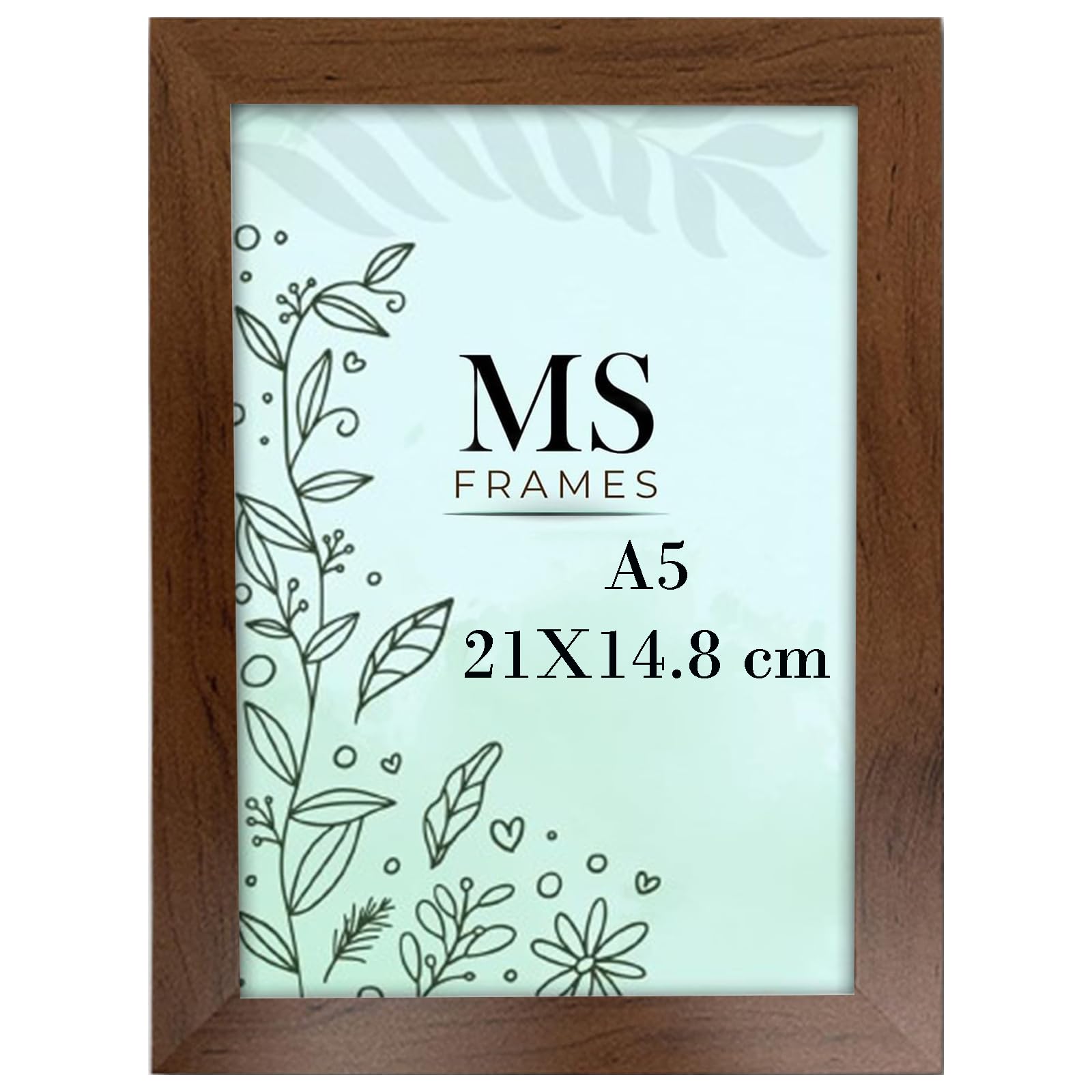 AI Decor A5 Walnut Picture Frames (8.3 x 5.8 Inch) Poster Frame - Clear Acrylic Display Poster MDF Wooden Portrait/Panoramic - Flat Wall Mount Hang Hooks & Free Tabletop Stand (21 x 14.8 cm)