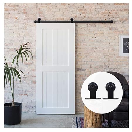 Lwzh 8ft Sliding Barn Door Hardware Kit For Single Door Black T