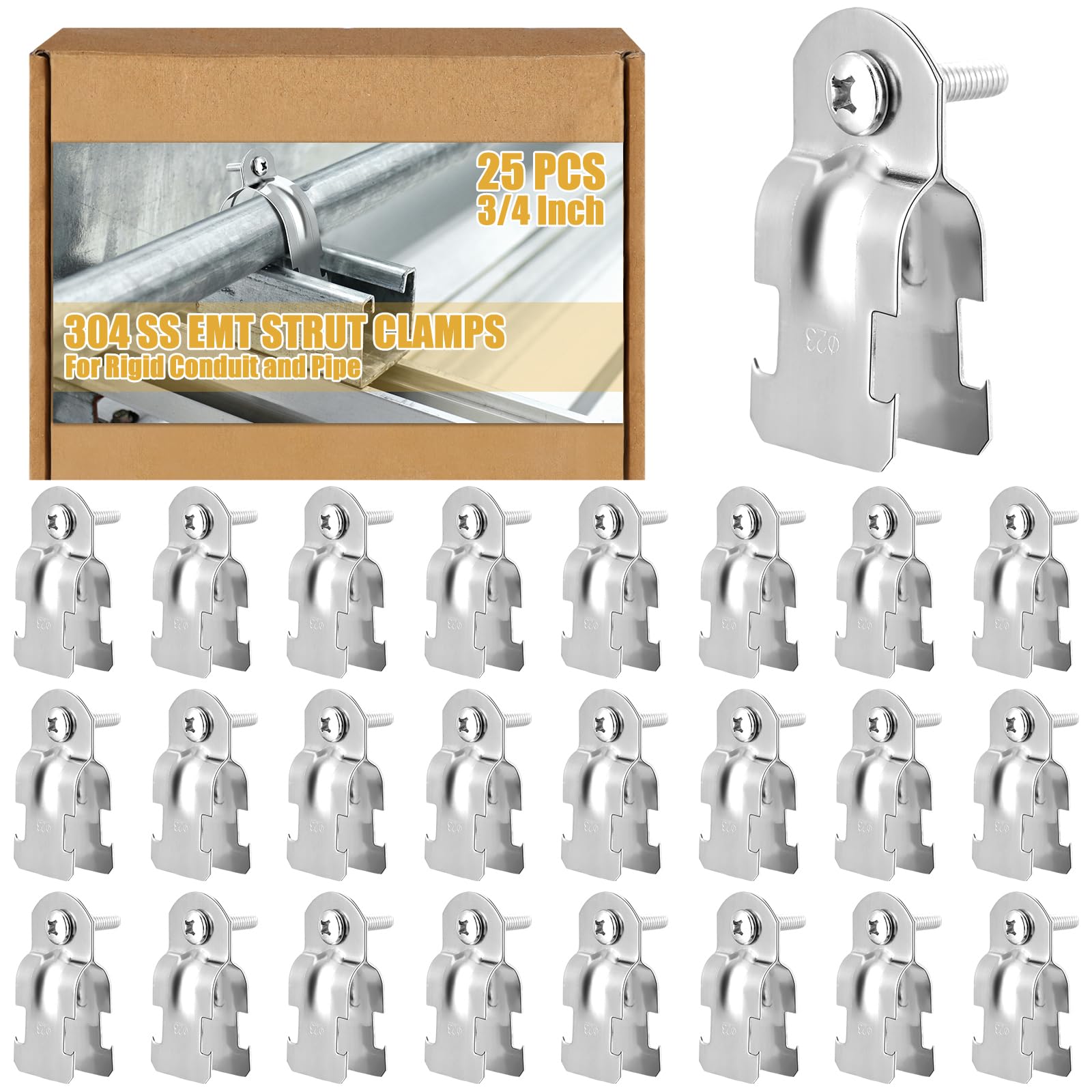 Landhoow 25 Set EMT Pipe Universal Strut Clamps 304