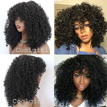 Amazon Com Coolgirl Natural Color Synthetic Lace Wigs Kinky Curly