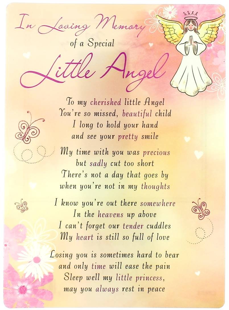 Special Thoughts Loving Memory Open Graveside Memorial Card - Special Little Angel 6.5" x 4.75"