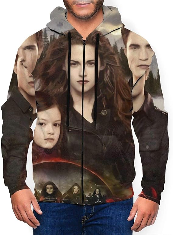 Amazon.com: Twilight Saga Breaking Dawn Men's Long Short Zip Hooded Sweatshirt with Pocket: Clothing