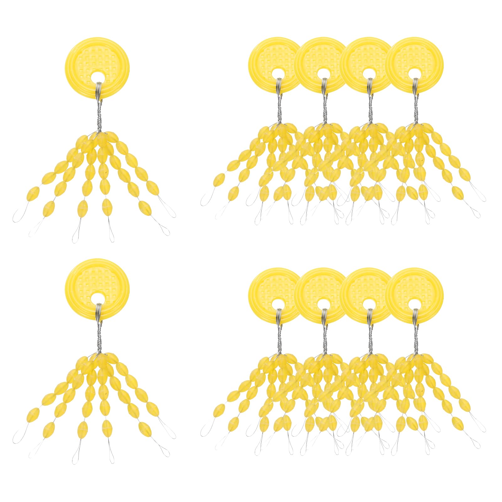 PATIKIL Fishing Rubber Bobber Beads Stoppers, 300 Pieces 6 in 1 Float Sinker Stops Oval Shape M Size for Fishing Line, Yellow