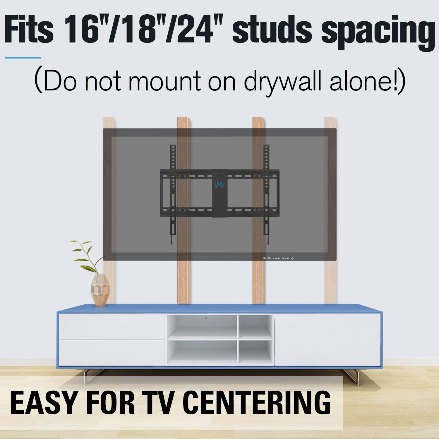 Mounting Dream TV Mount Fixed for Most 42-70 Inch Flat Screen TVs , TV Wall Mount Bracket up to VESA 600 x 400mm and 132 lbs - Fits 16"/18"/24" Studs - Low Profile and Space Saving MD2163-K: Electronics