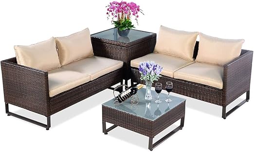 Amazon Com Tangkula 4pcs Patio Furniture Set Outdoor Backyard