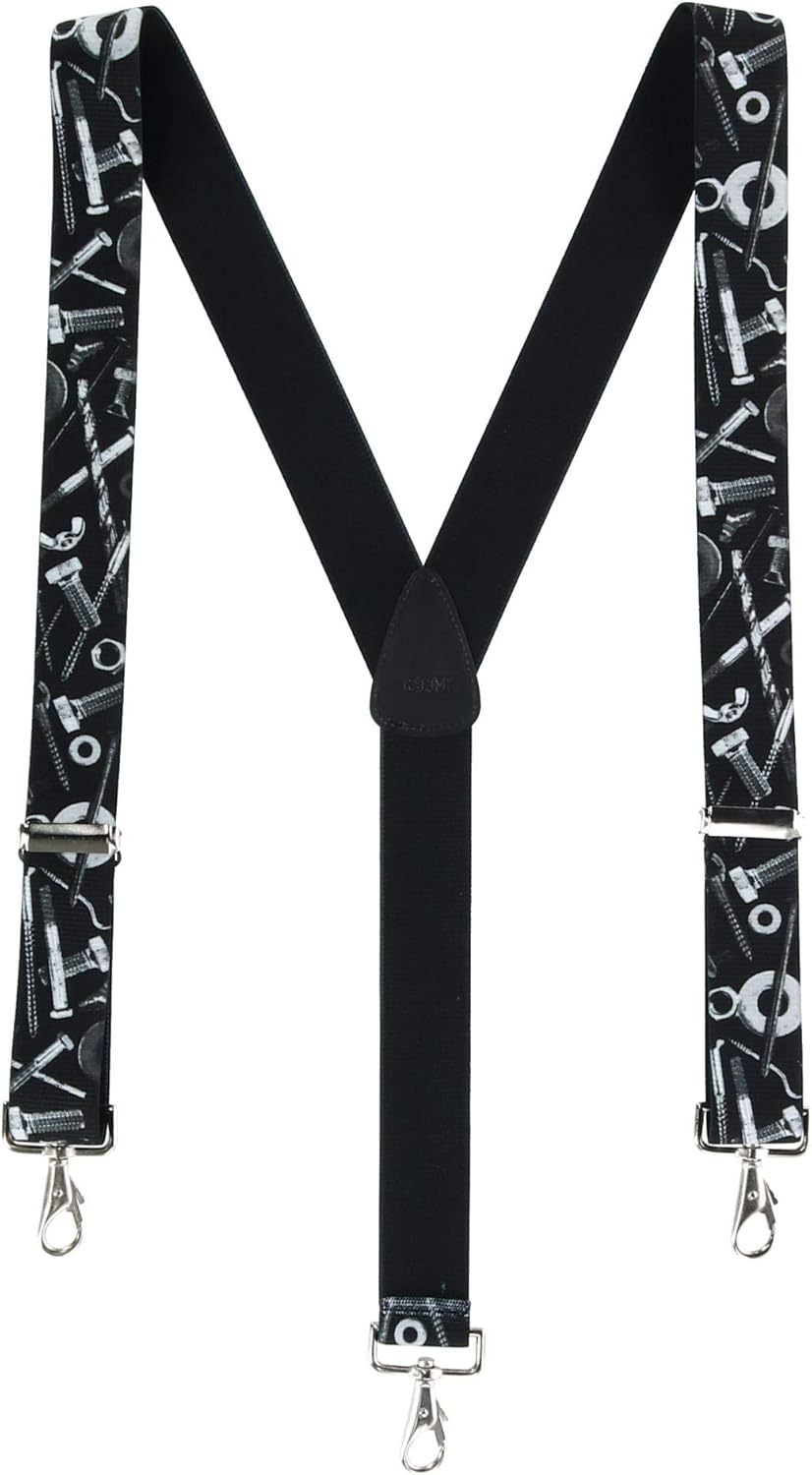 CTM Men's Elastic Craftsman Novelty Braces with Swivel Hook Clips