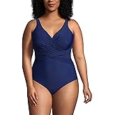 Lands' End Women's SlenderSuit Wrap One Piece Swimsuit