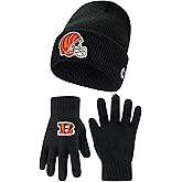 Ultra Game Adults NFL Official Super Soft Heritage Logo Winter Beanie Knit Hat with Extra Warm Touch Screen Gloves