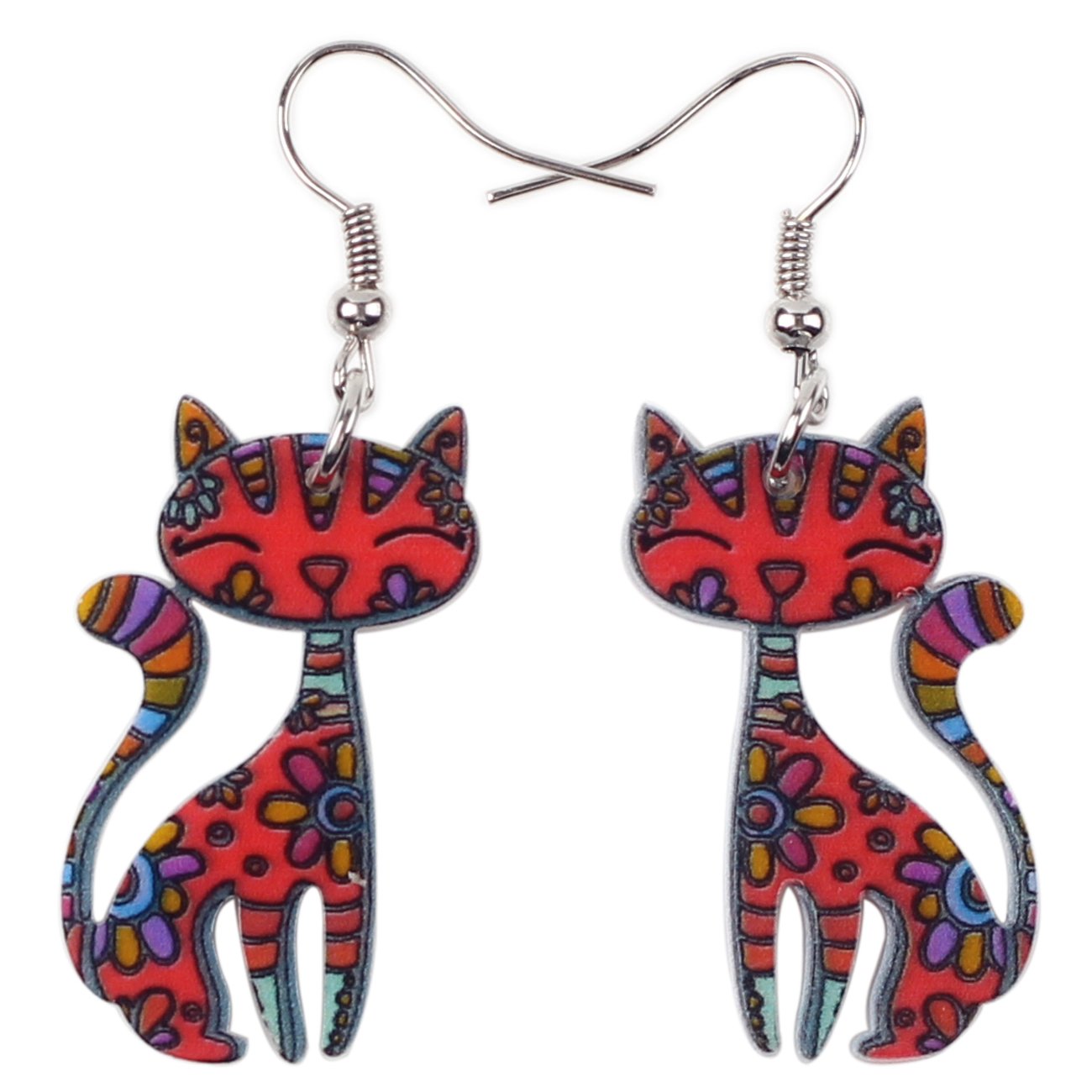 BONSNY Acrylic Cat Dangle Earrings for Women Girls Acrylic