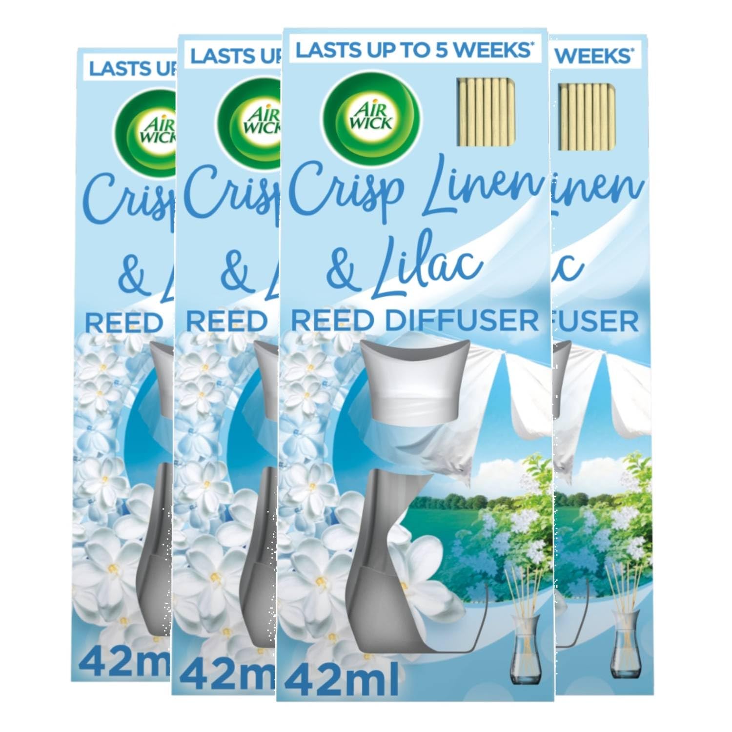 Air Wick Essential Oils Air Freshener, Reed Diffuser, Crisp Linen and Lilac, 25 ml, Single