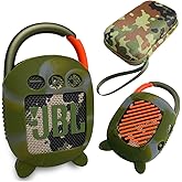 JCHPINE Hard Carrying Case and Silicone Cover for JBL Clip 4 Portable Bluetooth Speaker, Protective Travel Case Storage for JBL Clip 4 Speaker Accessories (Squad Green)
