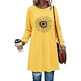 KISSMODA Women's Long Sleeve Tunic Tops Fall for Leggings Casual Long Tunics with Pockets T Shirts Loose S-3XL