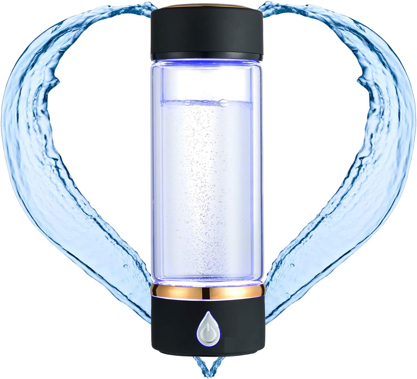N.P Hydrogen Water Bottle Generator with PEM and SPE Technology,Up to 1500PPB,Portable Hydrogen Water Maker,Hydrogen Water Machine,New Technology Glass Water Ionizer (Black): Industrial & Scientific