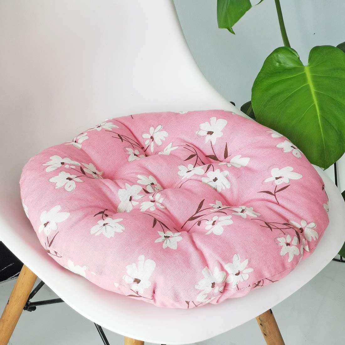 vctops Bohemian Soft Round Chair Pad Garden Patio Home Kitchen Office Seat Cushion Flower Pink Diameter 16