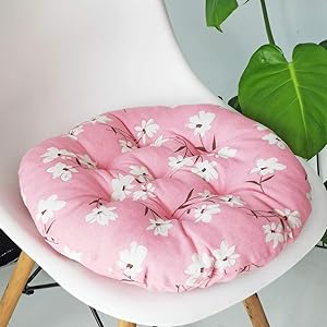 vctops Bohemian Soft Round Chair Pad Garden Patio Home Kitchen Office Seat Cushion Flower Pink Diameter 16