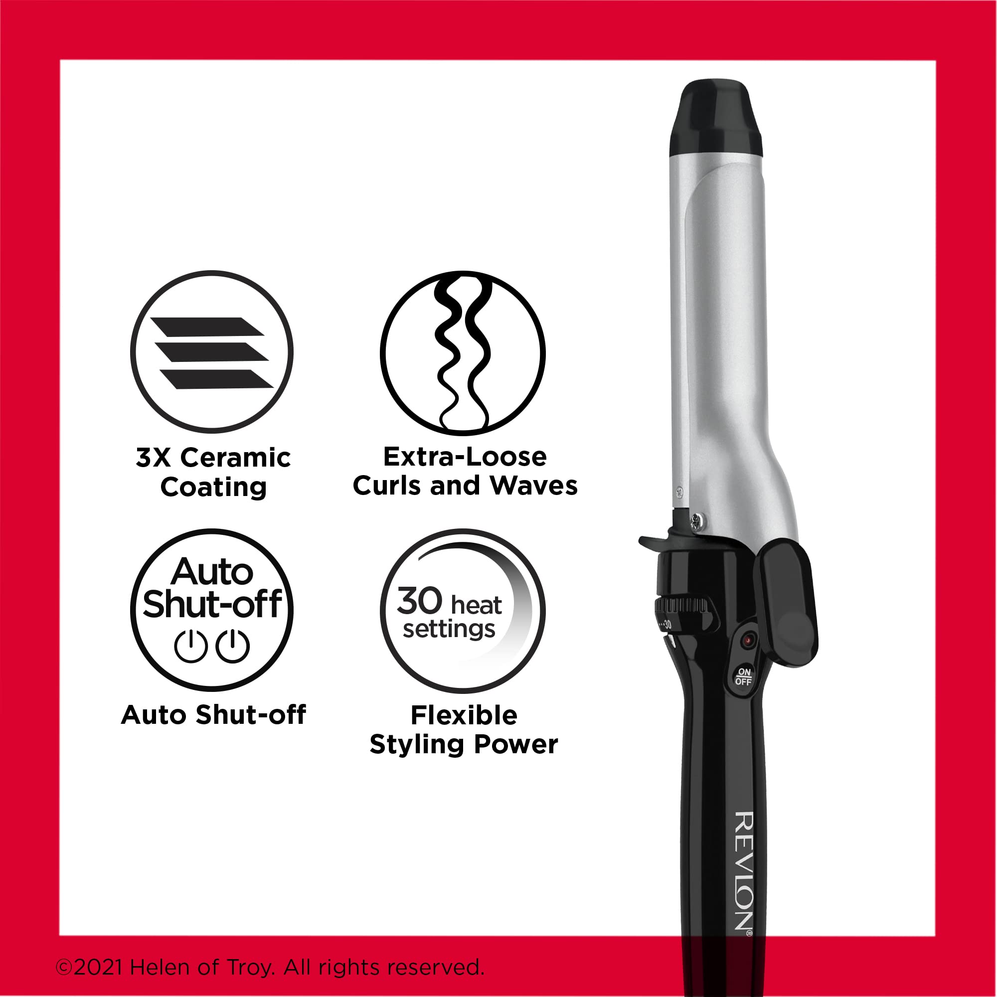 REVLON Perfect Heat Triple Ceramic Curling Iron | For Silky Smooth Tousled Curls (1-1/4 in)