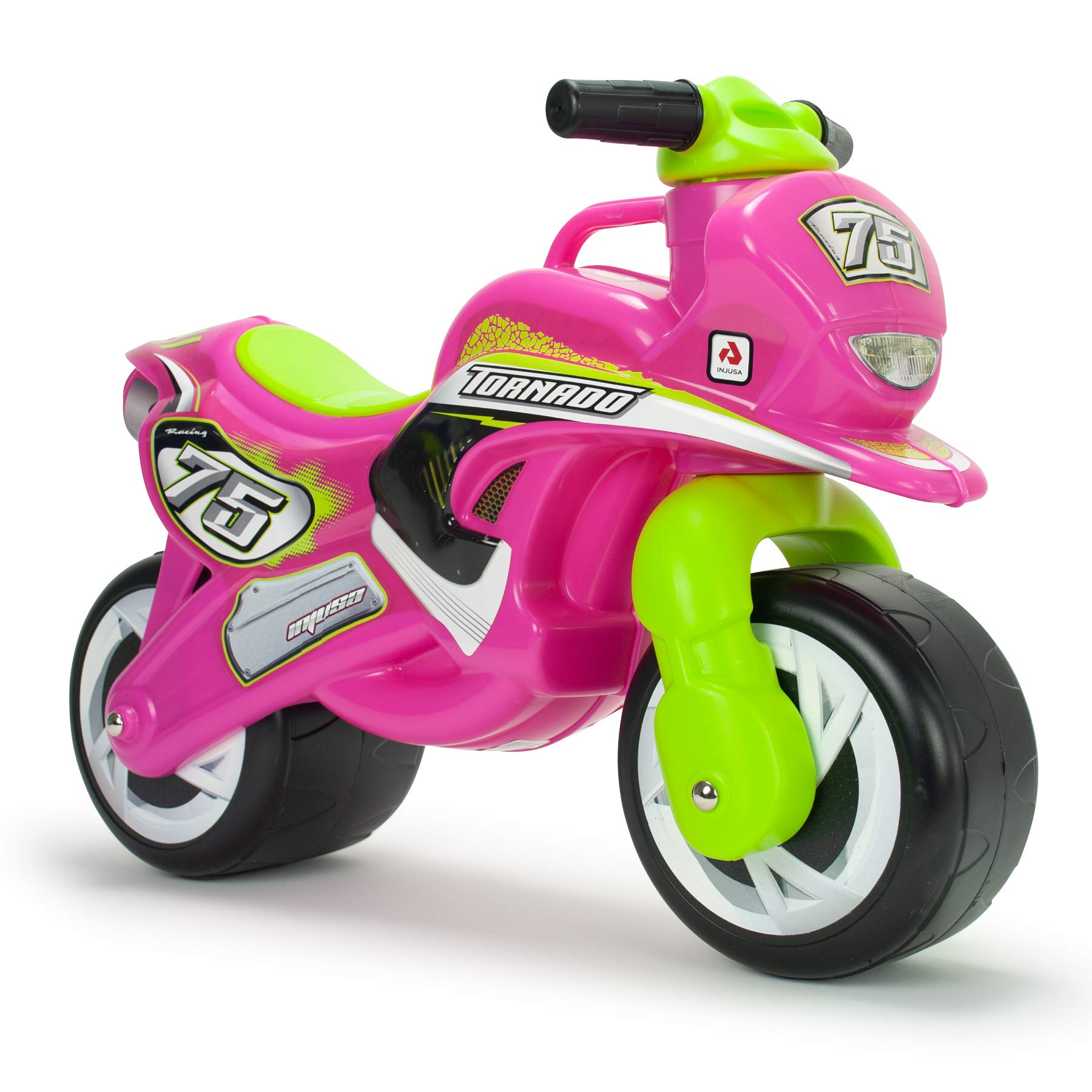INJUSA - Tundra Tornado Ride-On Pink Colour Recommended for Children +18 Months with Permanent and Waterproof Decoration Wide Plastic Wheels and Carrying Handle