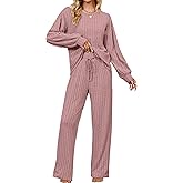 Blooming Jelly Womens Lounge Set Cute Long Sleeve Pajama Sets Casual 2 Piece Pj Outfit Fall Sleepwear Pockets