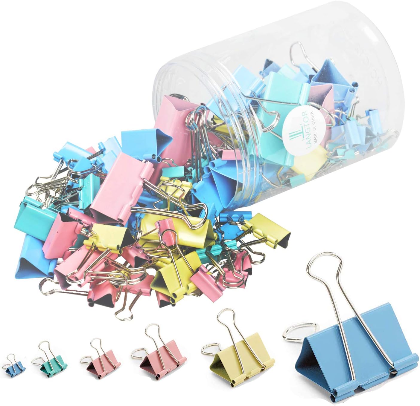 120 Pack Assorted Binder Clips, Binder Clip Assortment with 6 Different