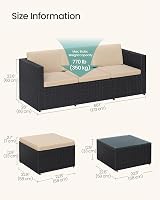 SONGMICS Garden Furniture Set PE Rattan Patio Corner Sofa With Cushions view 5