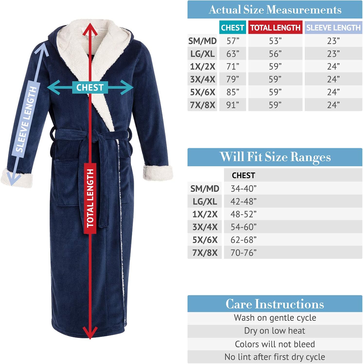 Alexander Del Rossa Men's Warm Fleece Robe with Hood, Plush Sherpa Big and Tall Bathrobe at  Men’s Clothing store