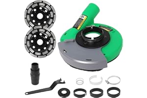 4.5"-5" Universal Surface Dust Shroud for Angle Grinder + 2 PCS 5" Diamond Grinding Cup Wheel, Adjustable Sliding Cover, Grin